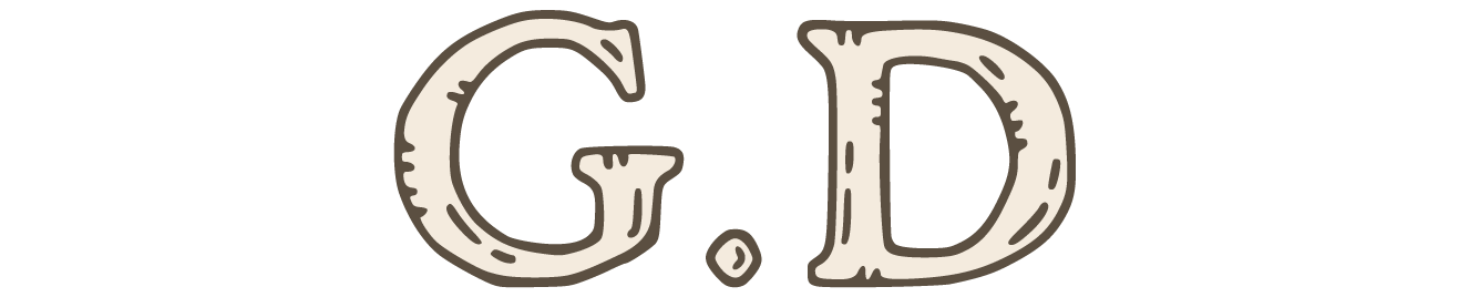 Cursive logo design featuring the letters 'C' and 'D' in a rustic, hand-drawn style with a light beige color