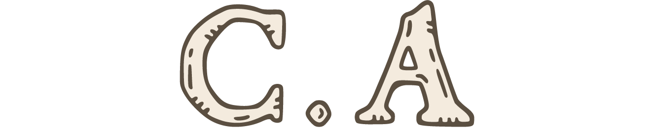 Logo featuring the letters 'C' and 'A' in a playful, hand-drawn style with a textured cream and brown color scheme